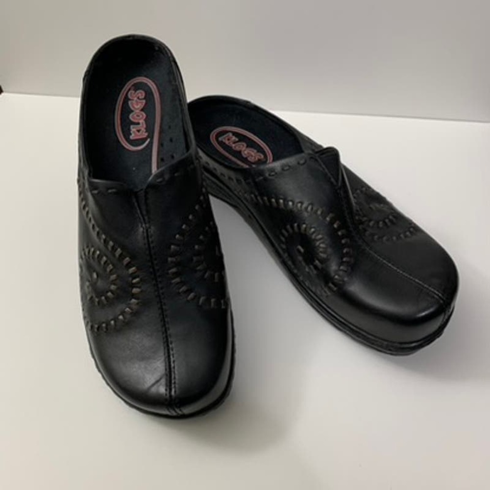 Women's Klogs USA Black Portofino Leather Mules Sz 9